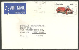 Australia Ahrens-Fox Fire Engine 1983 Cover From Launceston TAS To Buffalo N.Y. USA ( A91 990) - Cartas & Documentos