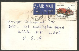 Australia Ahrens-Fox Fire Engine 1983 Cover From Inverell NSW To Buffalo N.Y. USA ( A91 984) - Postmark Collection