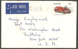 Australia Ahrens-Fox Fire Engine 1983 Cover From Gold Coast QLD To Buffalo N.Y. USA ( A91 980) - Lettres & Documents