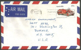 Australia Ahrens-Fox Fire Engine 1983 Cover From Cairns QLD To Buffalo N.Y. USA ( A91 967) - Storia Postale