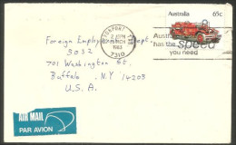 Australia Ahrens-Fox Fire Engine 1983 Cover From Devonport TAS To Buffalo N.Y. USA ( A91 972) - Cartas & Documentos