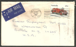 Australia Ahrens-Fox Fire Engine 1983 Cover From Clermont QLD To Buffalo N.Y. USA ( A91 971) - Covers & Documents