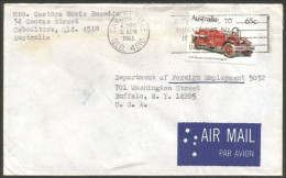 Australia Ahrens-Fox Fire Engine 1983 Cover From Caboolture QLD To Buffalo N.Y. USA ( A91 966) - Cartas & Documentos