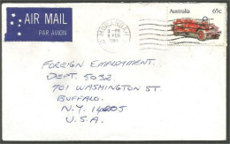 Australia Ahrens-Fox Fire Engine 1983 Cover From Moranbah QLD To Buffalo N.Y. USA ( A91 939) - Covers & Documents