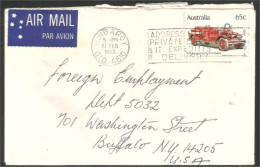 Australia Ahrens-Fox Fire Engine 1983 Cover From Kingaroy QLD To Buffalo N.Y. USA ( A91 937) - Cartas & Documentos