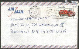 Australia Ahrens-Fox Fire Engine 1983 Cover From Rockhampton QLD To Buffalo N.Y. USA ( A91 945) - Lettres & Documents