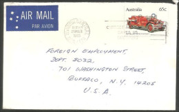 Australia Ahrens-Fox Fire Engine 1983 Cover From Wynnum QLD To Buffalo N.Y. USA ( A91 936) - Lettres & Documents