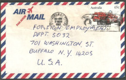 Australia Ahrens-Fox Fire Engine 1983 Cover From Stafford QLD To Buffalo N.Y. USA ( A91 935) - Lettres & Documents