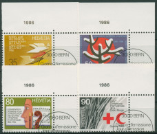 Schweiz 1986 Ereignisse Frieden Winterhilfe Rotes Kreuz 1327/30 Ecke Gestempelt - Oblitérés