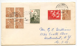Finland 1957 Cover; Pålsböle (Åland Islands) To Watervliet, New York; Mix Of Stamps - Storia Postale