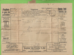 História Postal - Filatelia - Stamps - Timbres - Telegrama - Telegram - Philately - Lisboa - Portugal - Covers & Documents