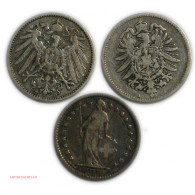 Lot Suisse 1 Franc 1910 + 1 Mark 1875, 1906 - Germany ,lartdesgents - 1 Franken