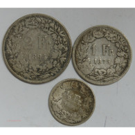 SUISSE - SWITZERLAND 2 F. 1894 + 1 F. 1875 + 1/2 F. 1881, Lartdesgents.fr - 1 Franken