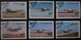 UZBEKISTAN. ~ 1995 ~ S.G. NUMBERS 86 - 91. ~ AIRCRAFT. ~ VFU #03739 - Uzbekistan