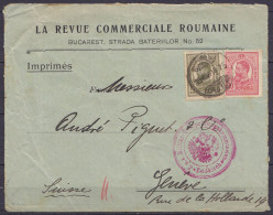 Roumanie - Env. Imprimés "La Revue Commerciale Roumaine" Affr. 25b Càpt BUCURESTI /29 MAR 1916 Pour GENEVE Suisse - Cach - Briefe U. Dokumente