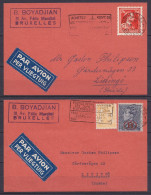 Lot De 2 CP Par Avion Affr. N°846 & N°710+S31 Flam. BRUXELLES 1951 Pour LINDINGÖ Suède - 1936-51 Poortman