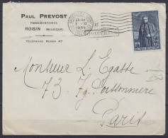 Env. "Passementeries P. Prevost à Roisin' Affr. N°304 Flam. BRUXELLES (MIDI) /7.XI 1930 Pour PARIS - Griffe [QUIEVRAIN] - Covers & Documents