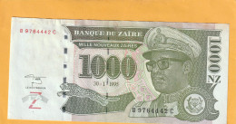 BANQUE DU ZAÏRE  .  1.000 NOUVEAUX ZAÏRES  .  30-1-1995  . N°  B 9764442 C  .  2 SCANNES  . ETAT LUXE / UNC - Zaïre