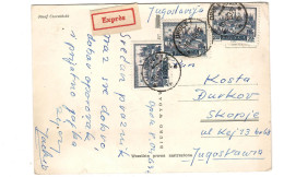 Poland EXPRES Postcard Via Yugoslavia 1963 - Lettres & Documents