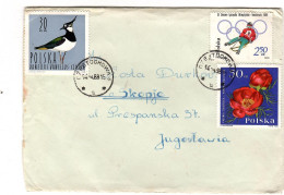 Poland Letter Via Yugoslavia 1968,stamps: Birds,flowers,Olympic Games - Lettres & Documents