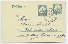 DEUTSCH OSTAFRIKA ENTIER 4 HELLER POSTKARTE + 4 H DEUTSCH SEEPOST OST AFRIKA LINIE 28.11.1907 TO GERMANY - Africa Tedesca Del Sud-Ovest