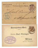 Österreich, 1892/93, 2 „Correspondenz-Karten“ Mit 2 Kr., Gelaufen 1892 Bzw.93 In Wien (14149E) - Postcards