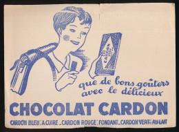 Buvard  21.7 X.15.6  Chocolat CARDON écolier Cartable Tablette Cardon Vert = Chocolat Au Lait - Kakao & Schokolade