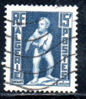 ALGERIA ALGERIE 1952 CHILD WITH EAGLE ENFANT A L'AIGLON 15fr USED USATO OBLITERE' - Used Stamps