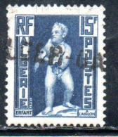 ALGERIA ALGERIE 1952 CHILD WITH EAGLE ENFANT A L'AIGLON 15fr USED USATO OBLITERE' - Used Stamps
