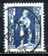 ALGERIA ALGERIE 1952 CHILD WITH EAGLE ENFANT A L'AIGLON 15fr USED USATO OBLITERE' - Used Stamps