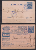 Dt.Reich Stadtpost Berlin HANSA  2 Karten Dabei Reklamekarte 1886 , Bedarfsstücke - Postes Privées & Locales