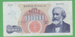 Italia Repubblica 1000 Lire 1963 Giuseppe Verdi I° Tipo Cat Alfa R2 Italie Italy - 1.000 Lire