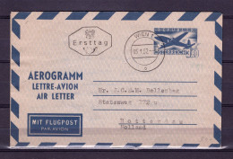 Austria Aerogramme Stationery 3.80S First Day Cancel - 1952 - Used To The Netherlands - Omslagen