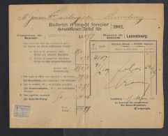 1902 PREO Nr. 7 Effigie ADOLPHE LUXEMBOURG-VILLE ; Sur Imprimé 'Bulletin D'impôt Foncier' , Voir 2 Scans ! RRR  LOT 314 - Voorafgestempeld