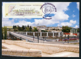 FRANCE (2014). Carte Maximum Card ATM Vignette LISA Timbres Passion Poitiers 2014 (TGV, Colombe, Coeur, Train, Railway) - 2010-2019