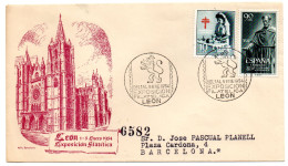 Carta Con Matasellos Conmemorativo  Exposicion Filatelica Leon De 1954 - Brieven En Documenten