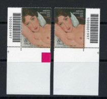 ● 2020 ITALIA ● Arte ֍ 100° Amedeo Modigliani ֍ Lettera "A" ● Nudo Femminile Su Cuscino Bianco ● 2 Con Codice Barre ● - Códigos De Barras
