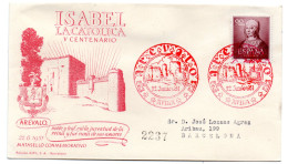 Carta Con Matasellos Conmemorativo  En Rojo Arevalo Avila  Circulada - Brieven En Documenten