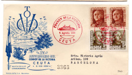 Carta Con Matasellos En Rojo Convoy De La Vitoria De Ceuta 1951 - Brieven En Documenten