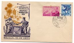 Carta Con Matasellos Exposición Filatélica Melilla 1951 - Brieven En Documenten