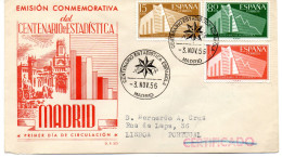 Carta Con Matasellos  Centenario Estadistica Española Certificado De 1956 - Brieven En Documenten