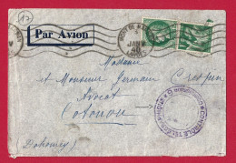 !!! POSTE AÉRIENNE, LETTRE PAR AVION POUR COTONOU, AFFRANCHISSEMENT MIXTE IRIS ET CERÈS DE 1938 - 1927-1959 Brieven & Documenten