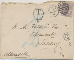 GB 1891 QV 1d Lilac 16 Dots On Fine Cover (opening Faults And Remarks, Backflap Missing) W  Barred Duplex-cancel "LONDON - Briefe U. Dokumente