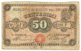 50 CENTESIMI BIGLIETTO FIDUCIARIO MUNICIPIO DI REGGIO NELL'EMILIA 1872 QBB - Otros & Sin Clasificación