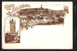 Lithographie Dillenburg, Teilansicht, Wilhelmsturm  - Dillenburg