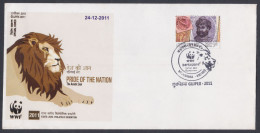 Inde India 2011 Special Cover Asiatic Lion, WWF, Panda, Wildlife, Wild Life, Animal, Animals, Lions - Storia Postale