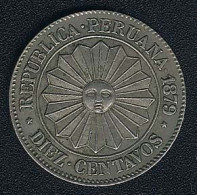 Peru, 10 Centavos 1879, XF - Perú