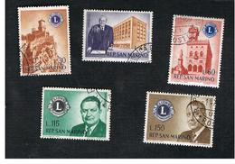 SAN MARINO - UNIF. 530.534  - 1960 LION'S CLUB SAN MARINO (SERIE COMPLETA DI 5)     -  USATI (USED°) - Used Stamps