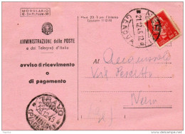 1945  CARTOLINA CON ANNULLO  NERVI GENOVA + TRAVO - Poststempel