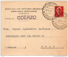 1946 CARTOLINA  CON ANNULLO  ODERZO TREVISO - Poststempel